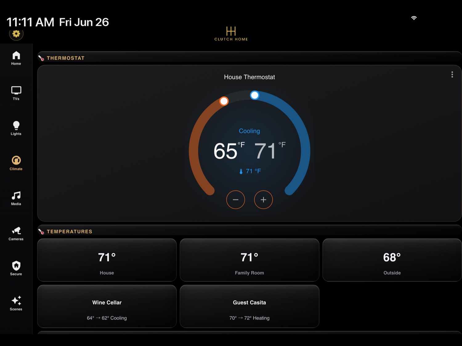 Climate control in Clutch Home