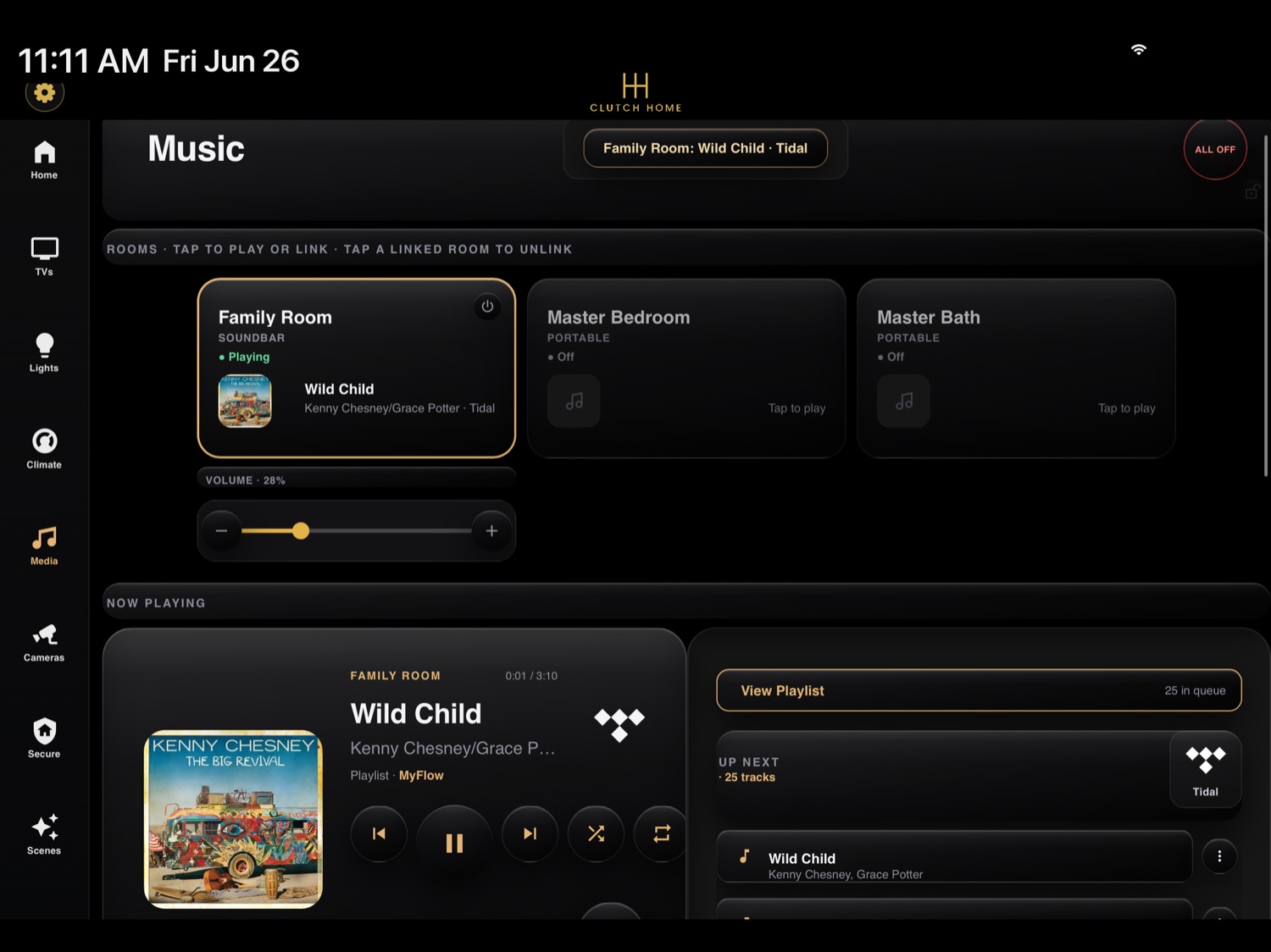 Whole-home audio across rooms