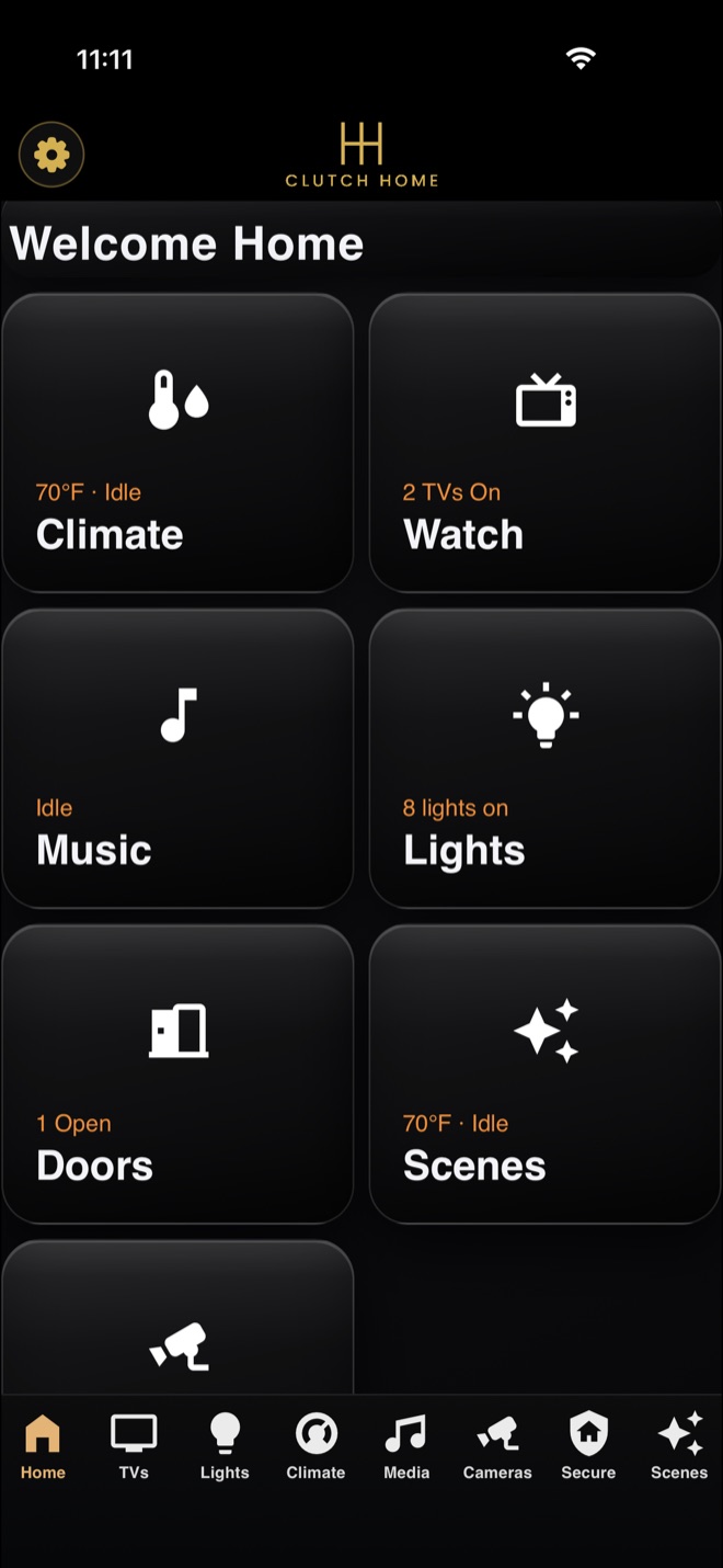 The Clutch Home dashboard on iPhone